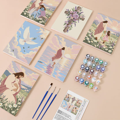 Jesus in Pastel Wildflowers mini paint by numbers – image 1