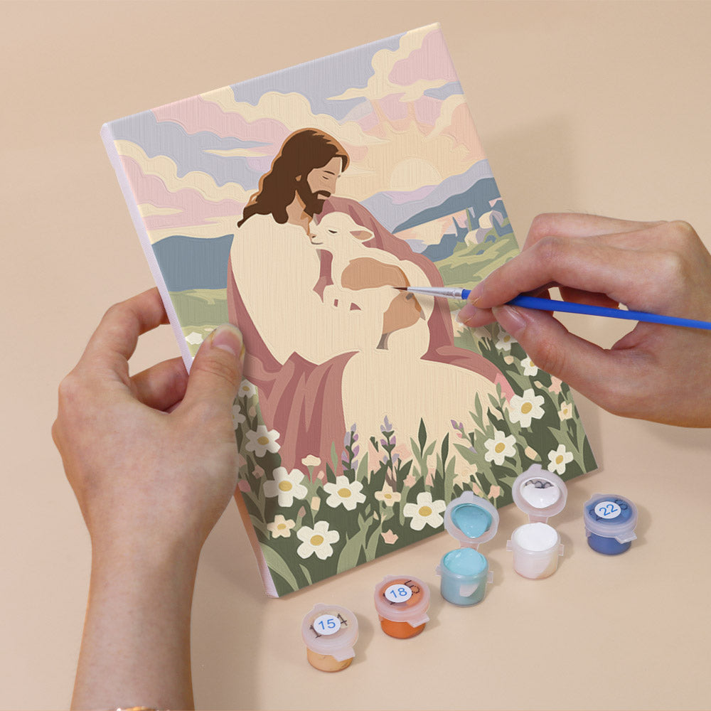 Jesus in Pastel Wildflowers mini paint by numbers – image 5