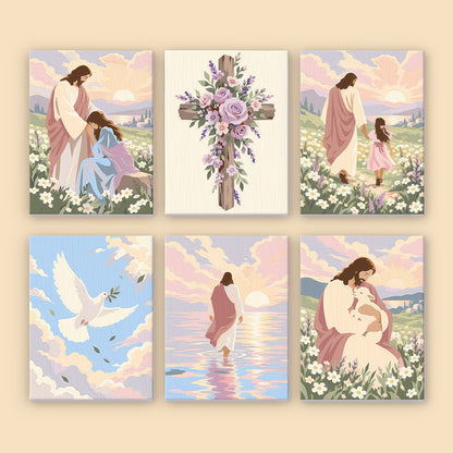 Jesus in Pastel Wildflowers mini paint by numbers – image 8