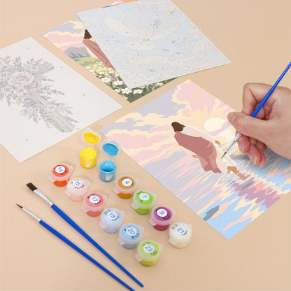 Jesus in Pastel Wildflowers mini paint by numbers – image 12