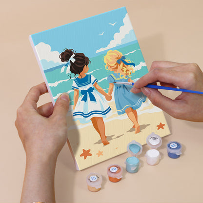 Children at the Beach mini paint by numbers – image 5