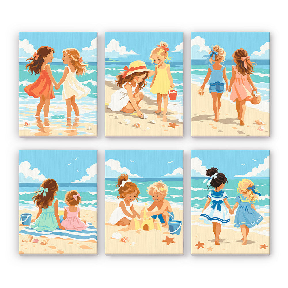 Children at the Beach mini paint by numbers – image 7