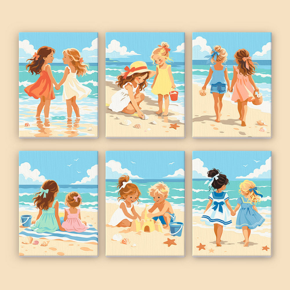 Children at the Beach mini paint by numbers – image 8