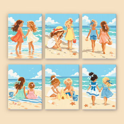 Children at the Beach mini paint by numbers – image 8