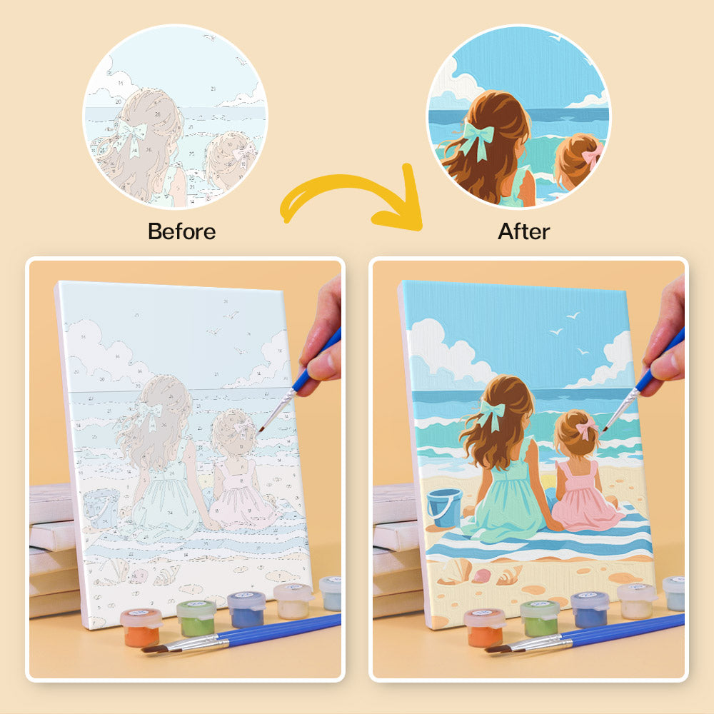 Children at the Beach mini paint by numbers – image 10