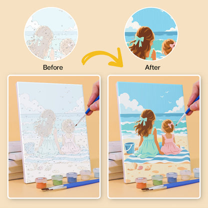 Children at the Beach mini paint by numbers – image 10