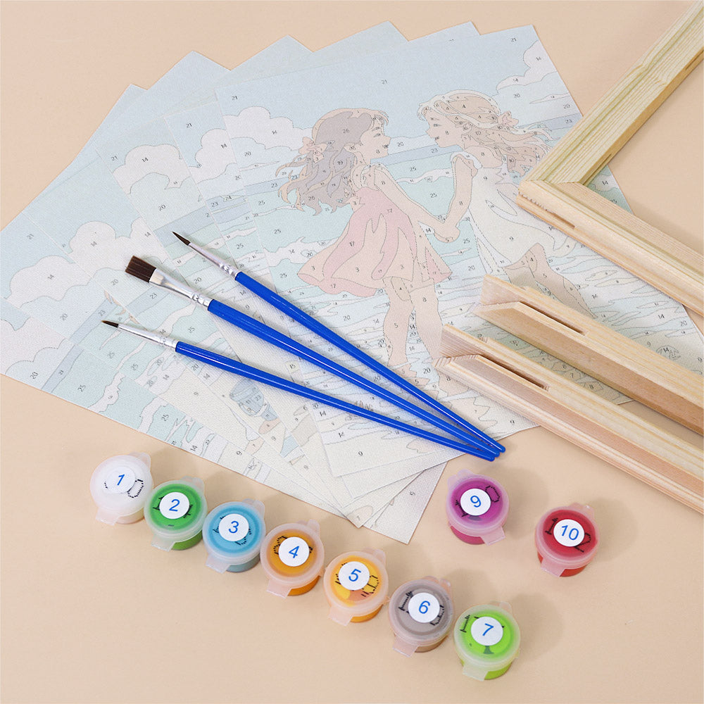 Children at the Beach mini paint by numbers – image 11