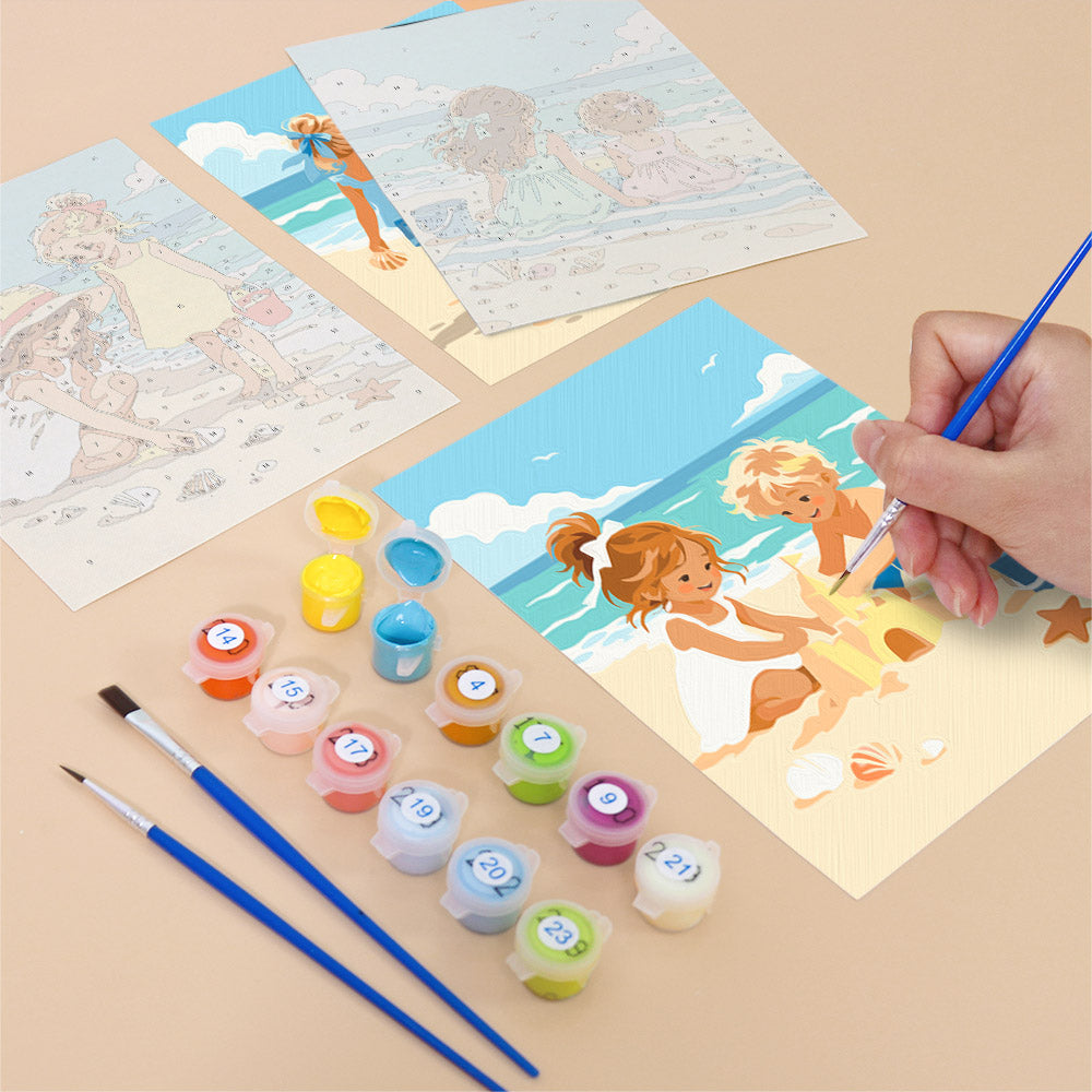 Children at the Beach mini paint by numbers – image 12