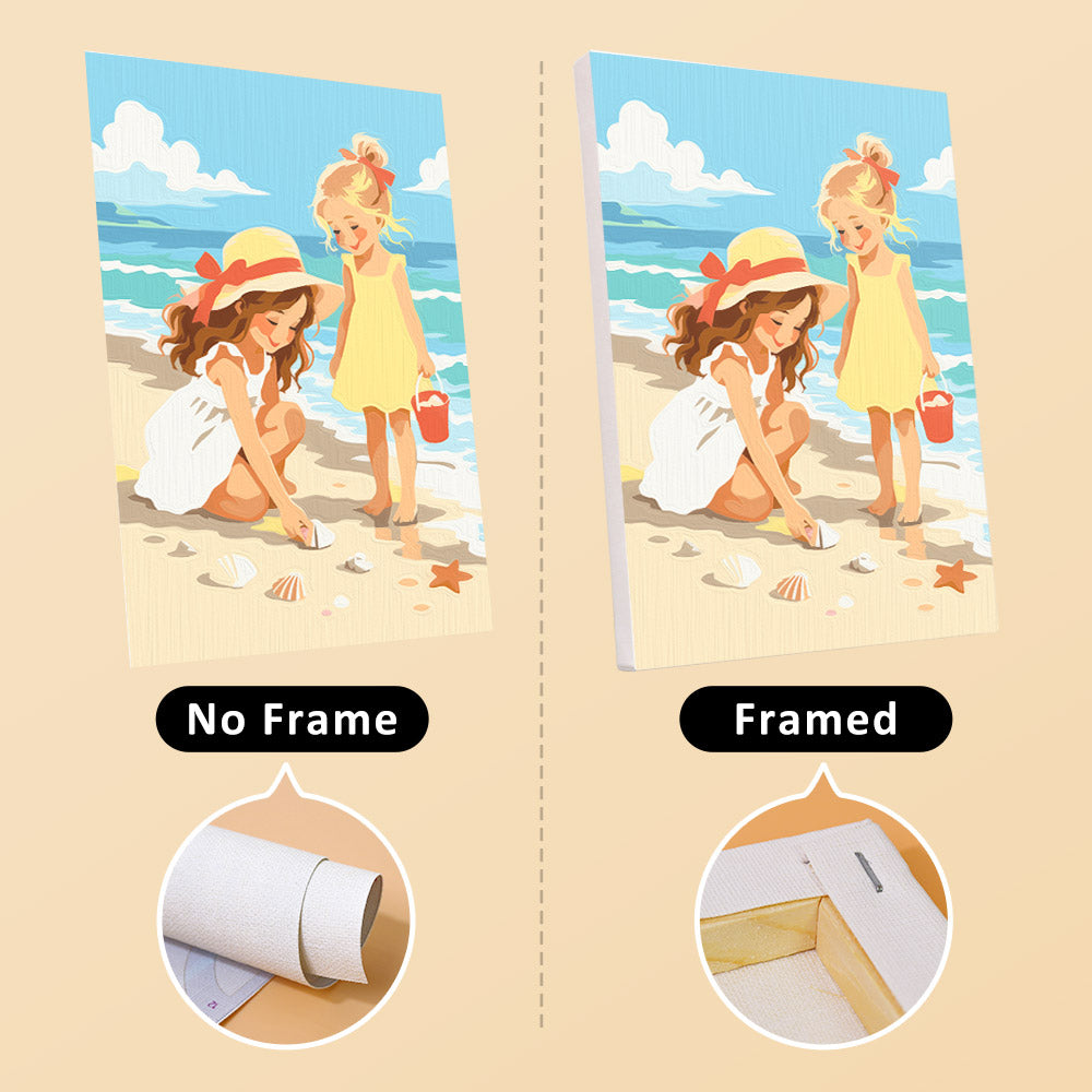 Children at the Beach mini paint by numbers – image 13