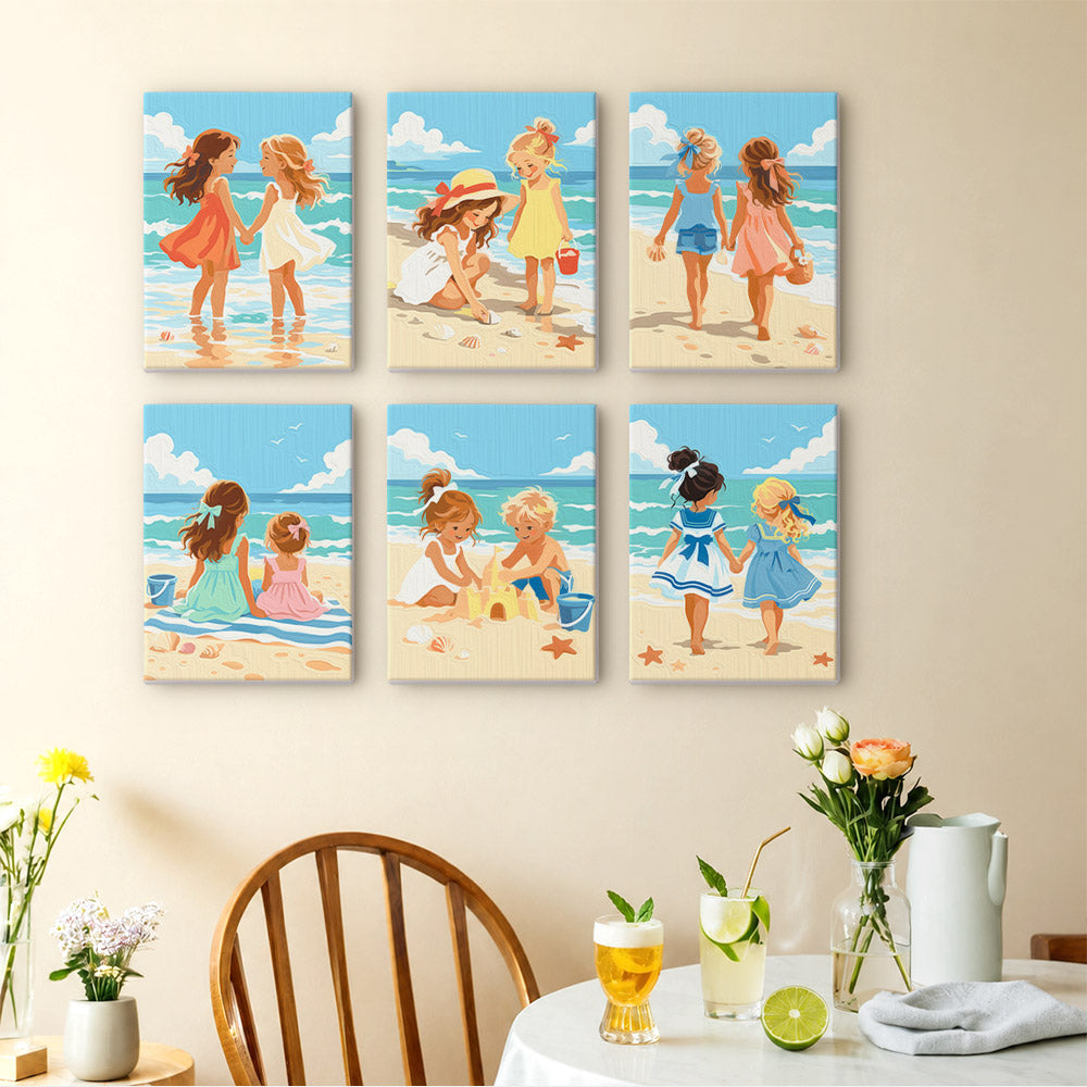Children at the Beach mini paint by numbers – image 14