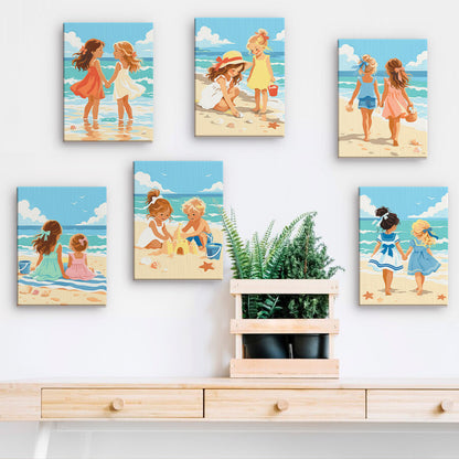 Children at the Beach mini paint by numbers – image 15