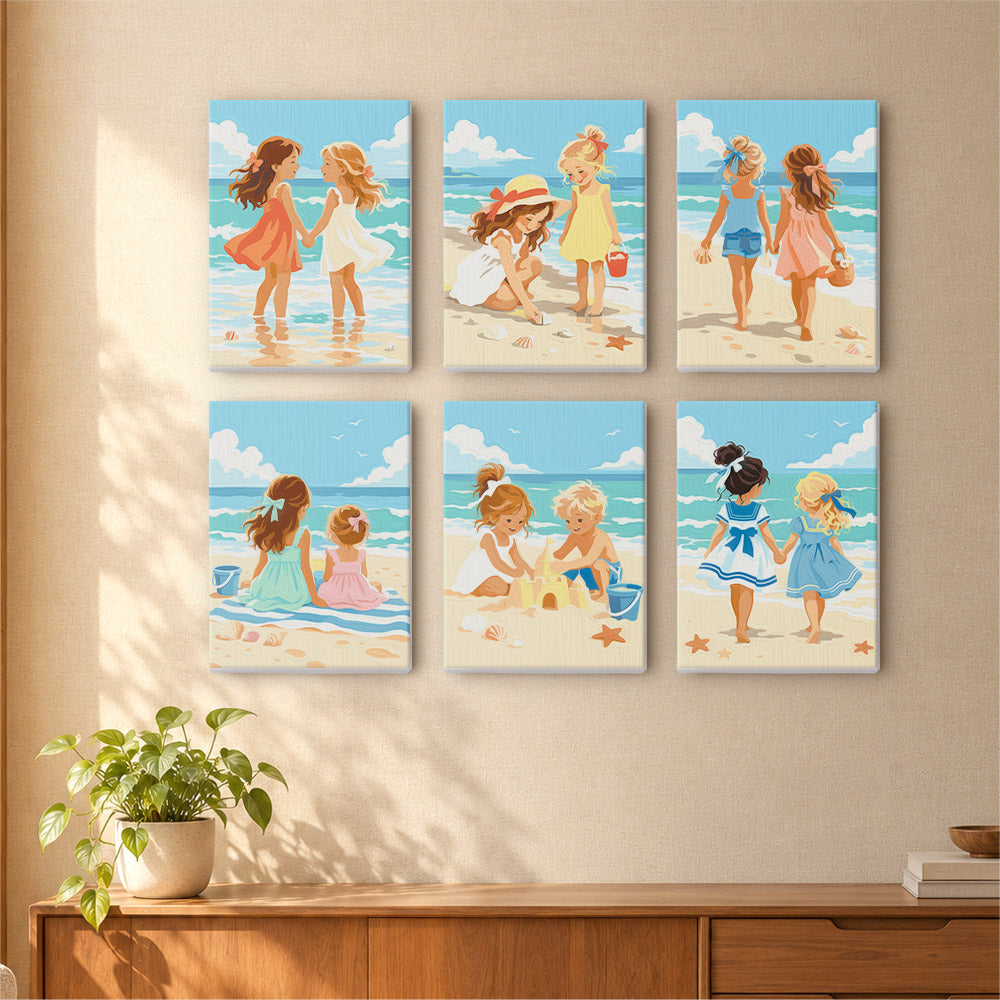 Children at the Beach mini paint by numbers – image 16