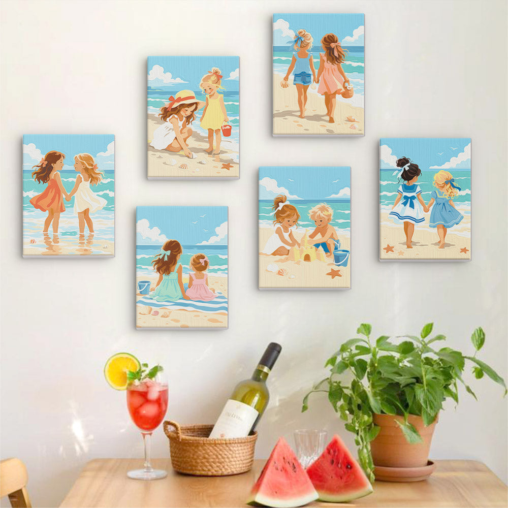 Children at the Beach mini paint by numbers – image 17