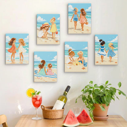 Children at the Beach mini paint by numbers – image 17