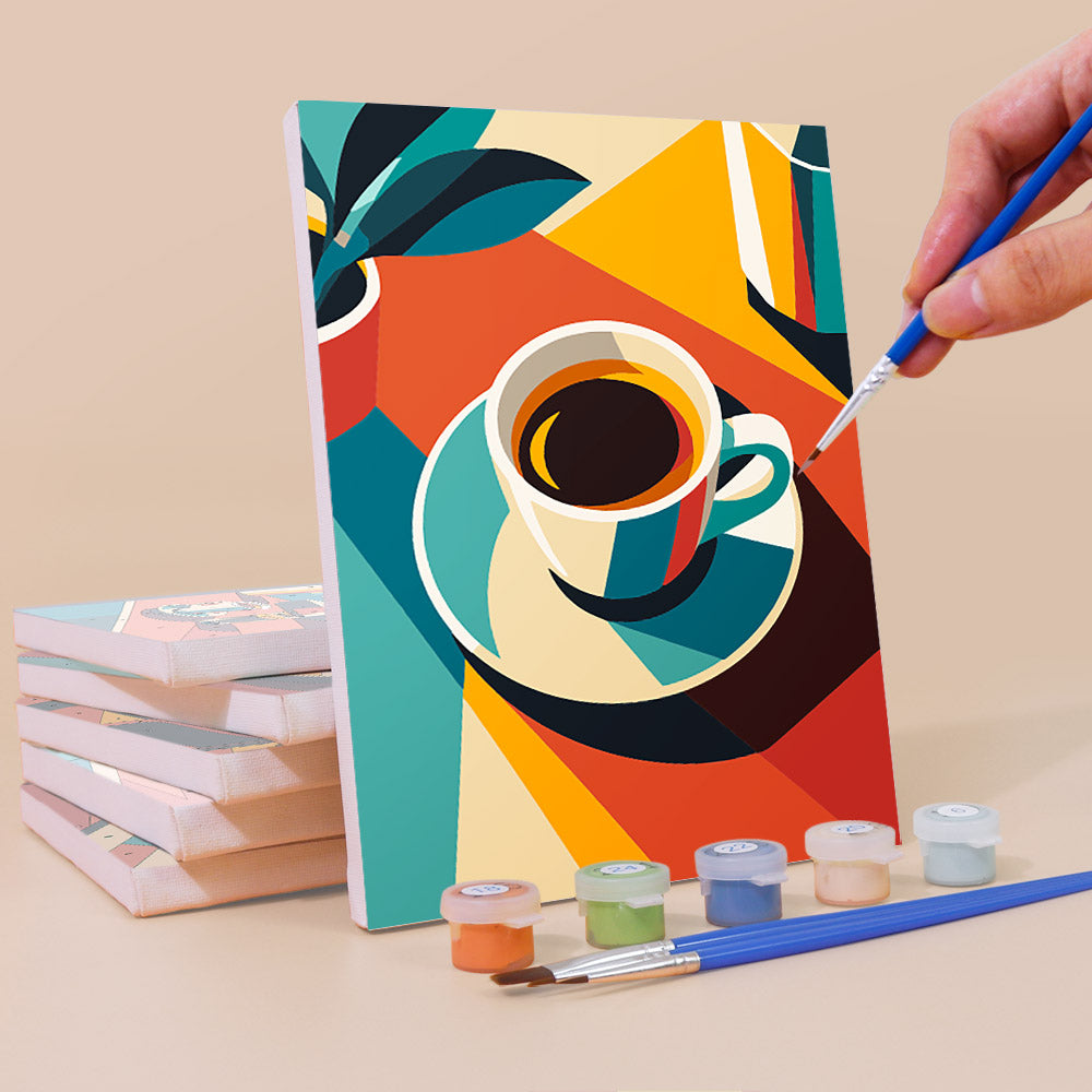 Geometric Coffee Moments mini paint by numbers – image 3