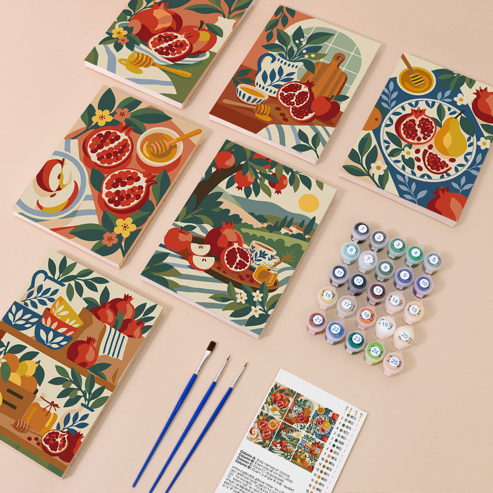 Pomegranates and Honey Jars mini paint by numbers – image 1