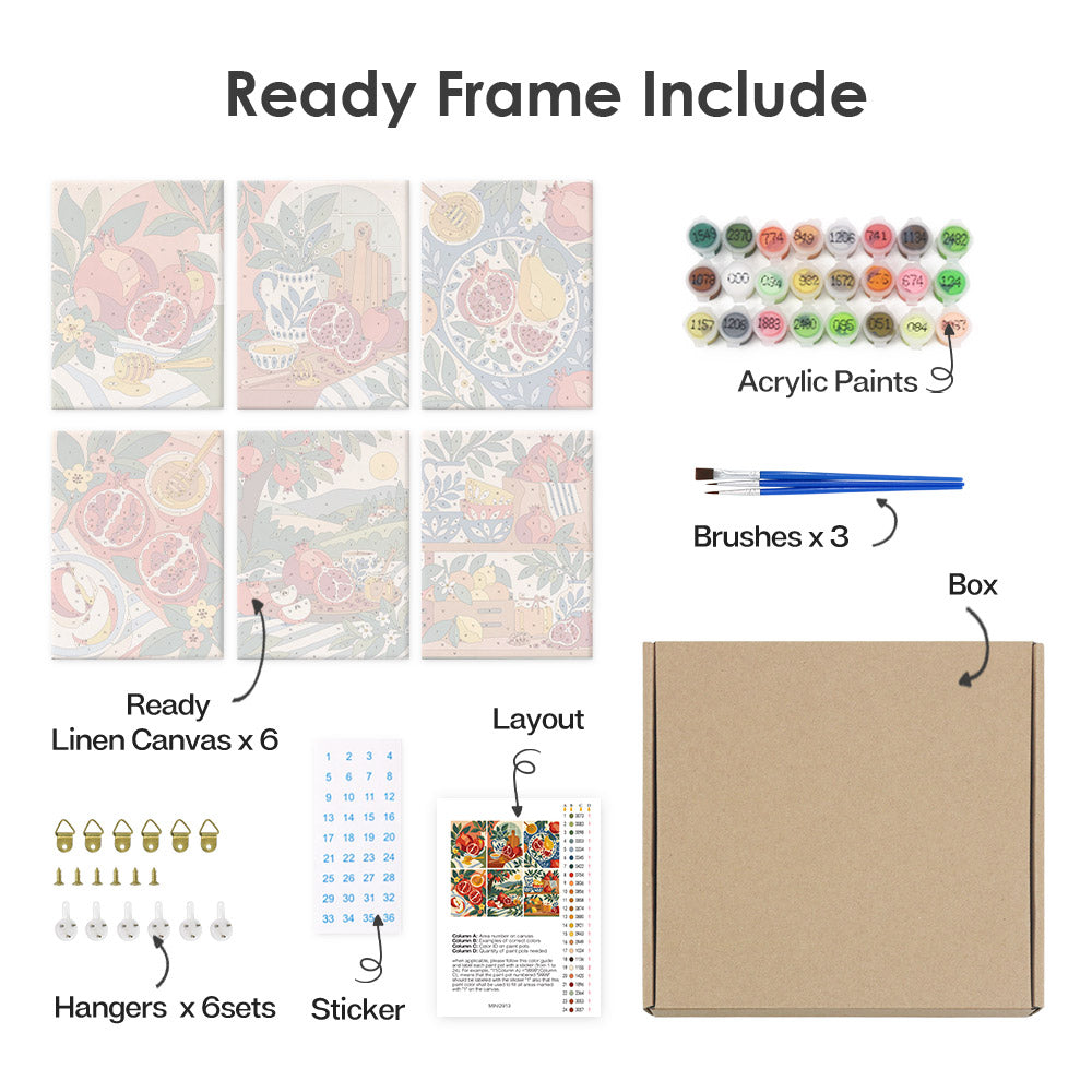 Pomegranates and Honey Jars mini paint by numbers – image 20