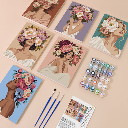 Peony-Crowned Dreamers mini paint by numbers – image 1