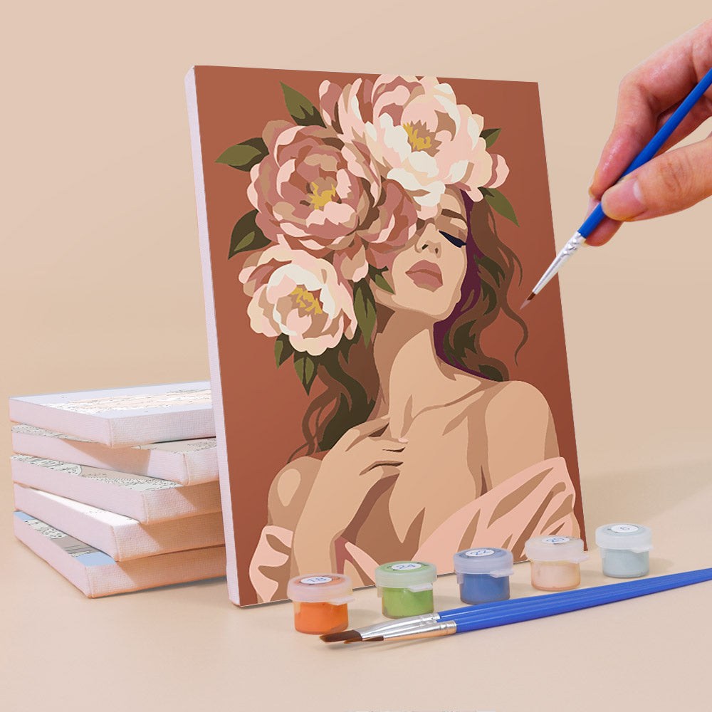 Peony-Crowned Dreamers mini paint by numbers – image 3