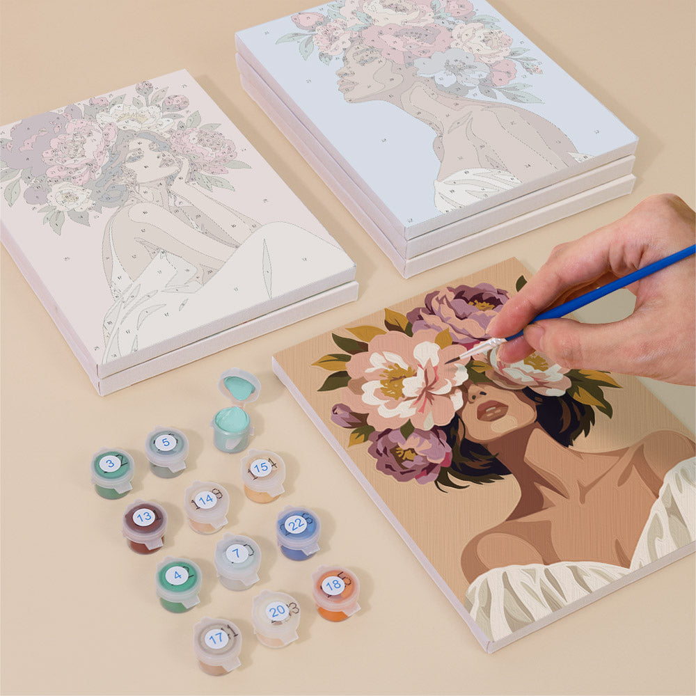 Peony-Crowned Dreamers mini paint by numbers – image 4