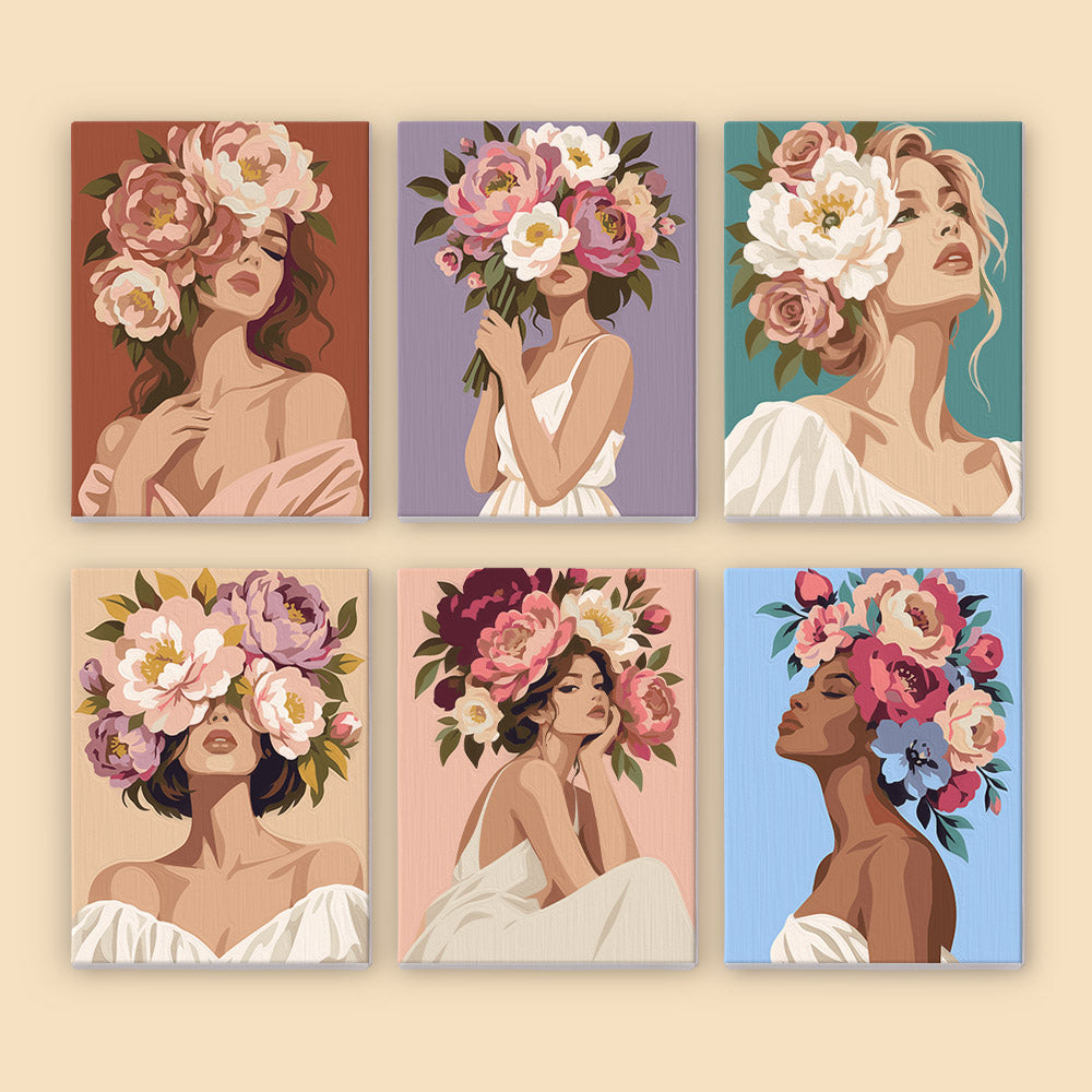 Peony-Crowned Dreamers mini paint by numbers – image 8