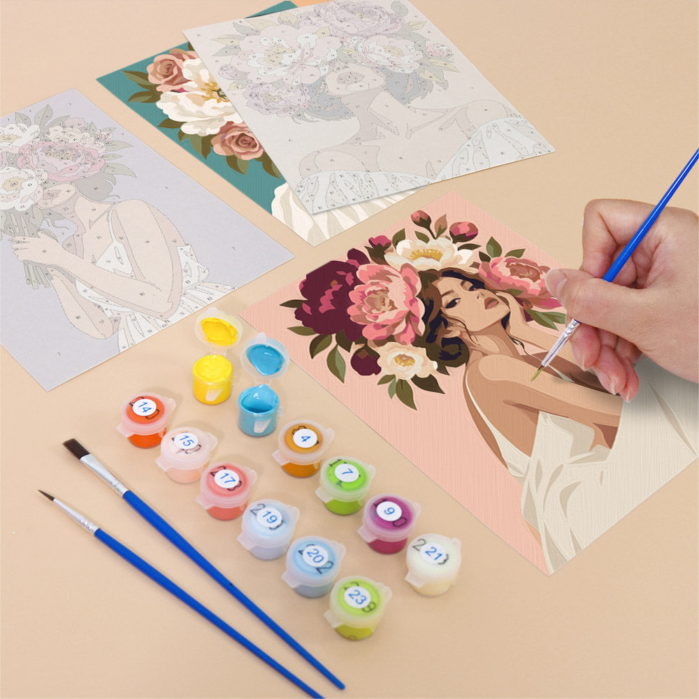 Peony-Crowned Dreamers mini paint by numbers – image 12