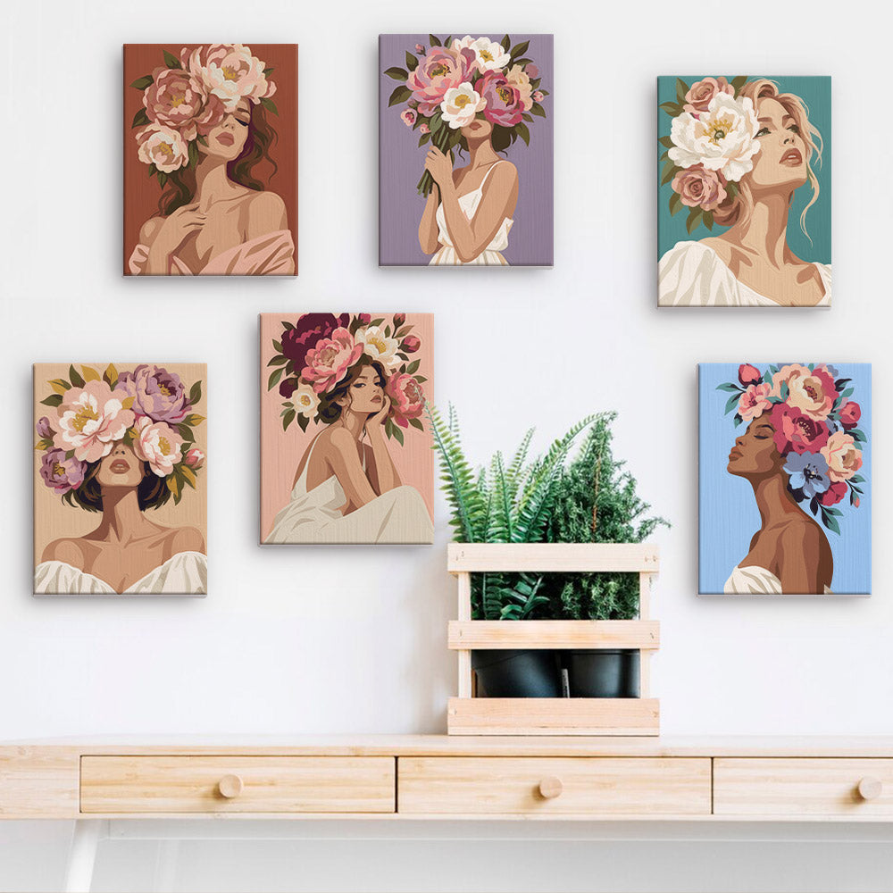 Peony-Crowned Dreamers mini paint by numbers – image 15