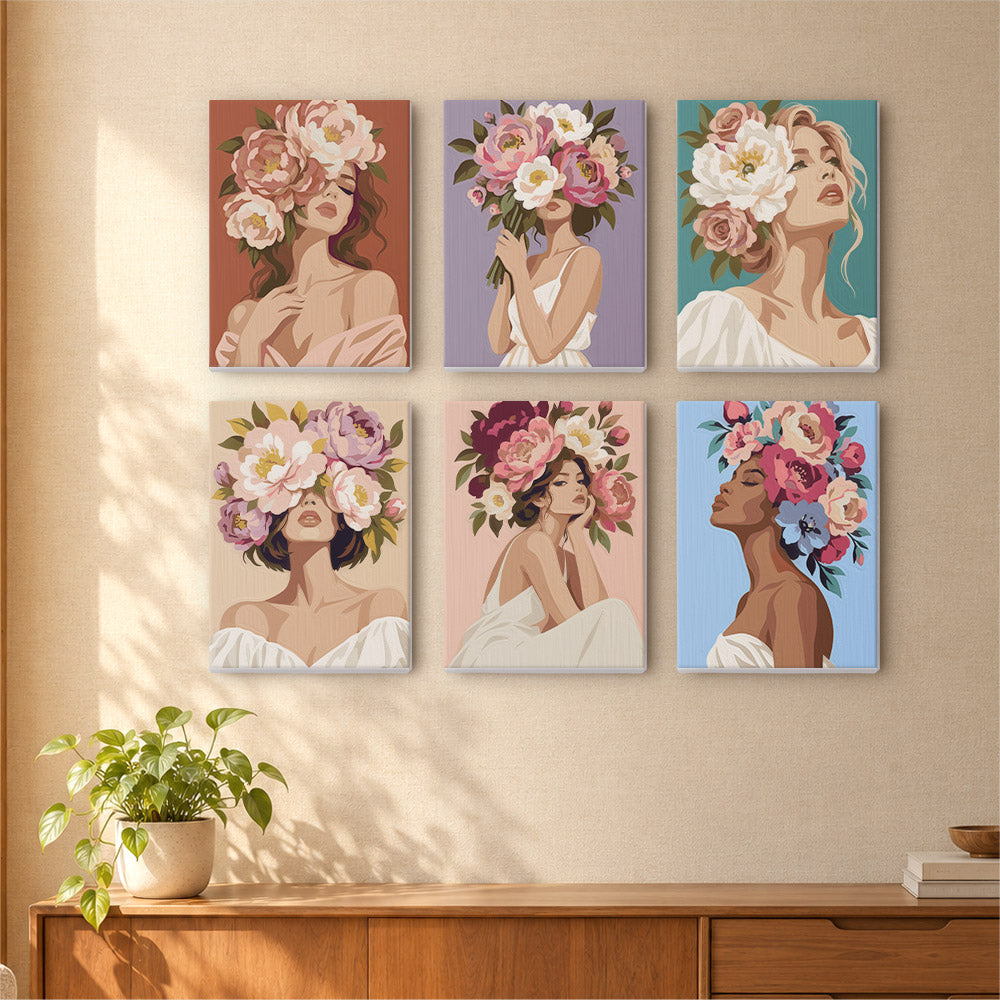 Peony-Crowned Dreamers mini paint by numbers – image 16
