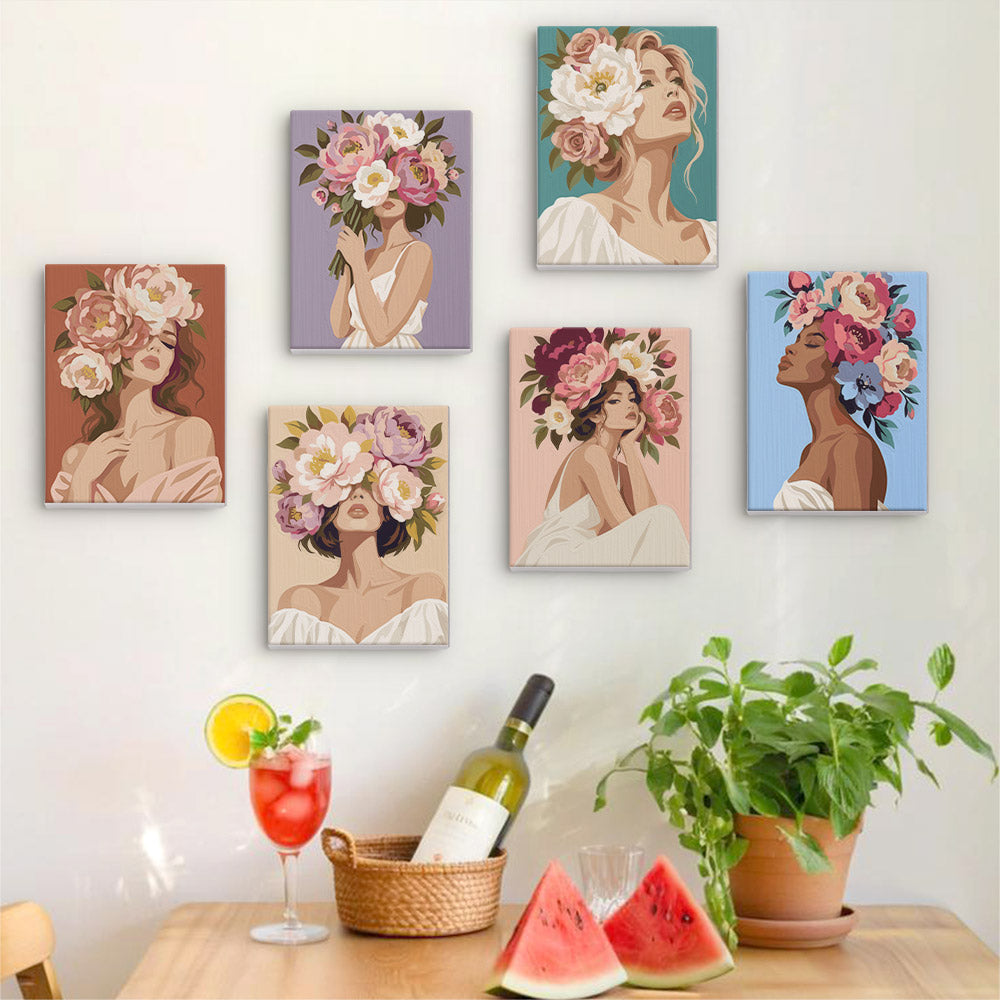 Peony-Crowned Dreamers mini paint by numbers – image 17