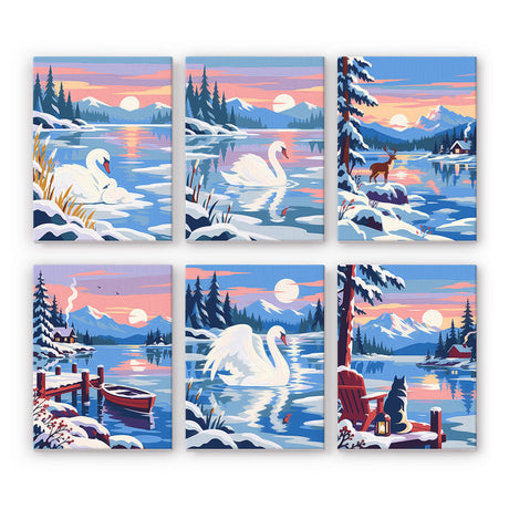 Winter Swan Lake mini paint by numbers – image 7