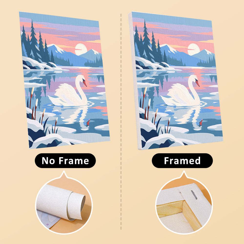 Pink Dusk Swans on Icy Water mini paint by numbers – image 13