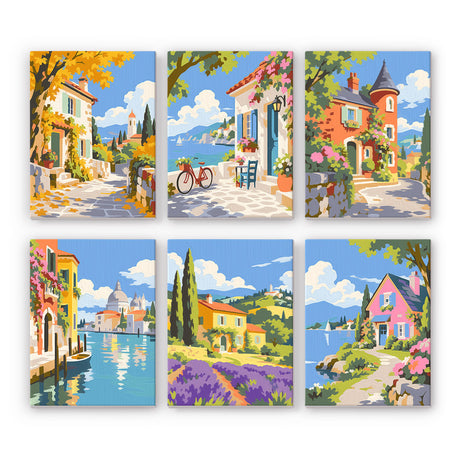 Sunlit European Villages mini paint by numbers – image 7