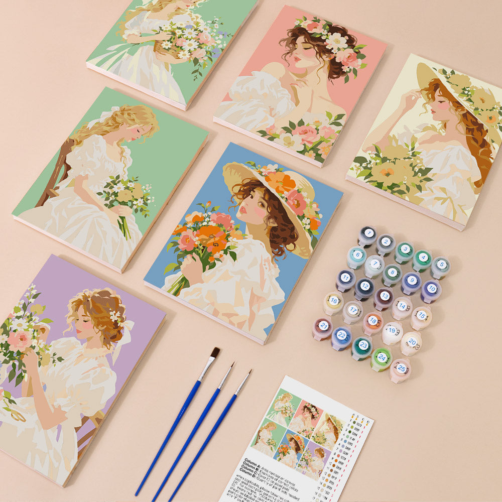 Ruffled Gowns and Garden Posies mini paint by numbers – image 1