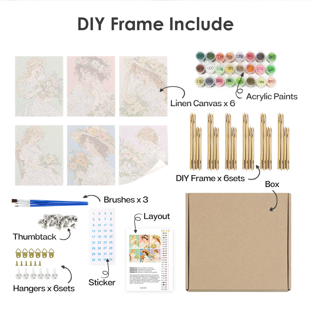 Ruffled Gowns and Garden Posies mini paint by numbers – image 18