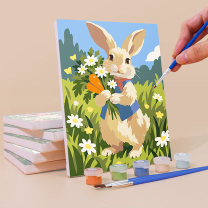 Waistcoat Bunnies in Poppies mini paint by numbers – image 3