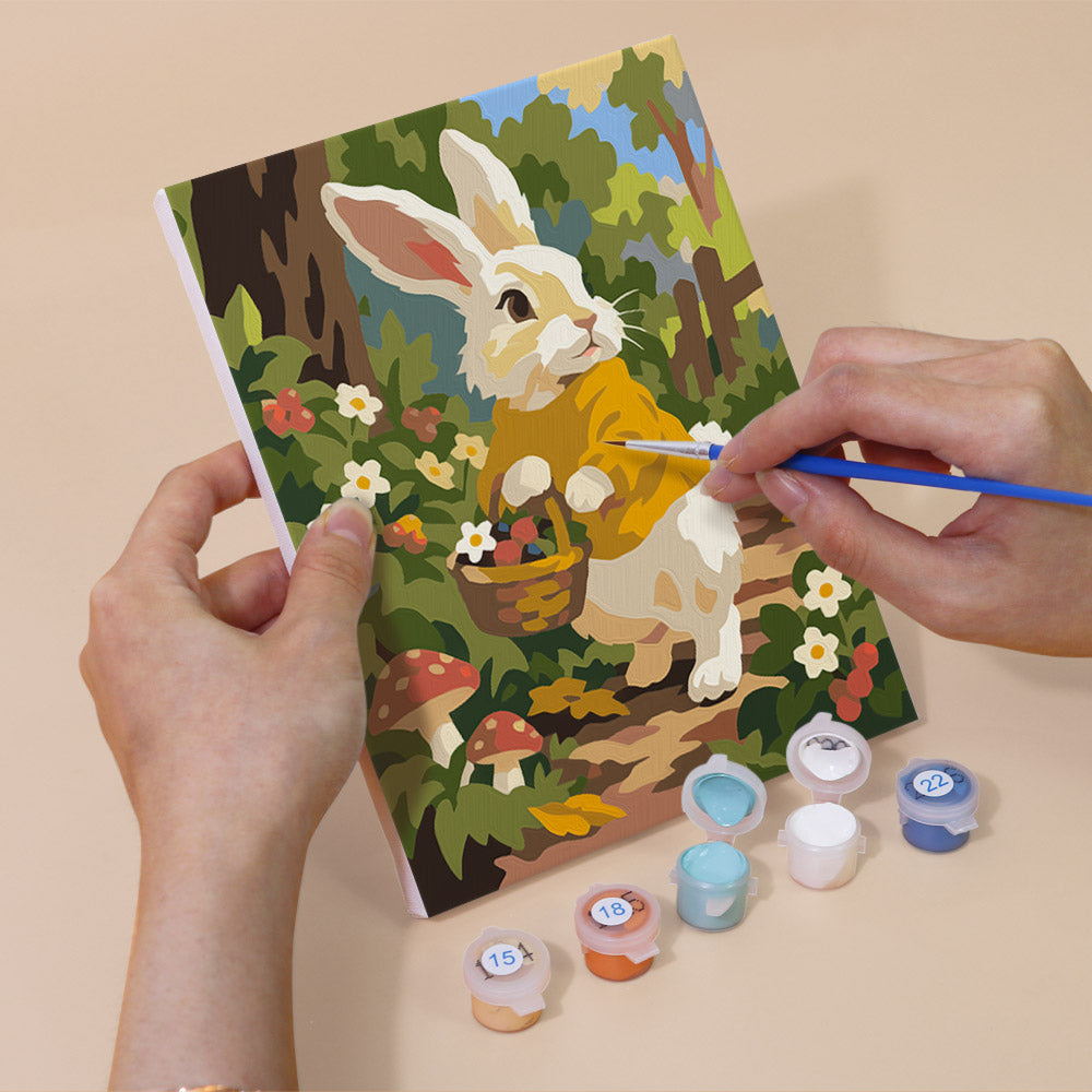 Waistcoat Bunnies in Poppies mini paint by numbers – image 5