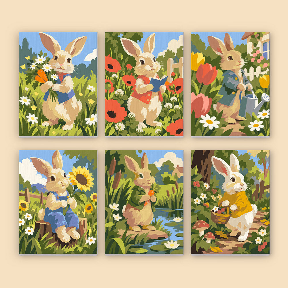 Waistcoat Bunnies in Poppies mini paint by numbers – image 8