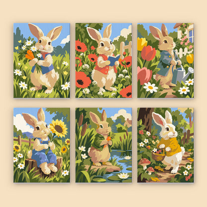 Waistcoat Bunnies in Poppies mini paint by numbers – image 8