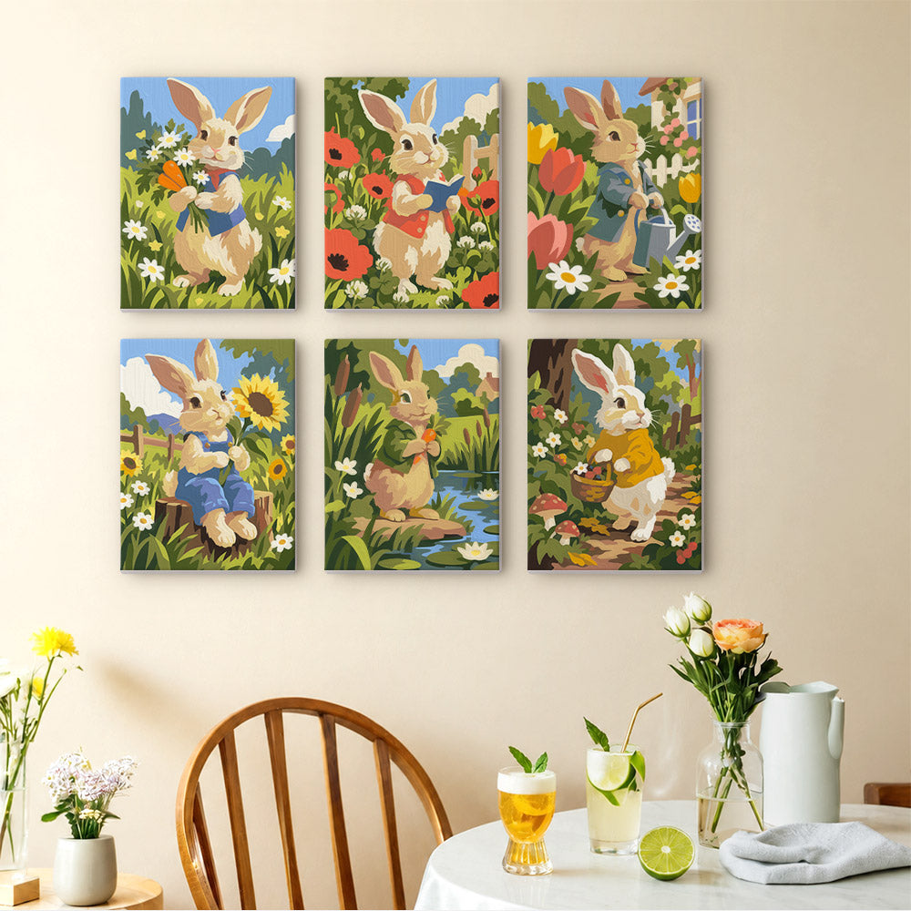 Waistcoat Bunnies in Poppies mini paint by numbers – image 14