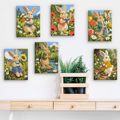 Waistcoat Bunnies in Poppies mini paint by numbers – image 15