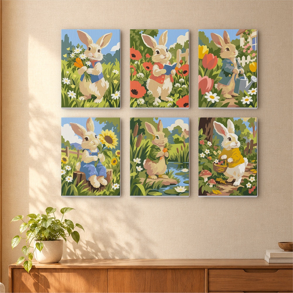Waistcoat Bunnies in Poppies mini paint by numbers – image 16