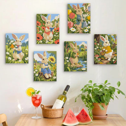 Waistcoat Bunnies in Poppies mini paint by numbers – image 17