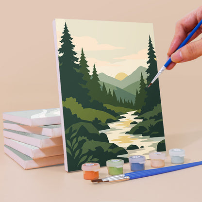 Minimalist Green Landscapes mini paint by numbers – image 3