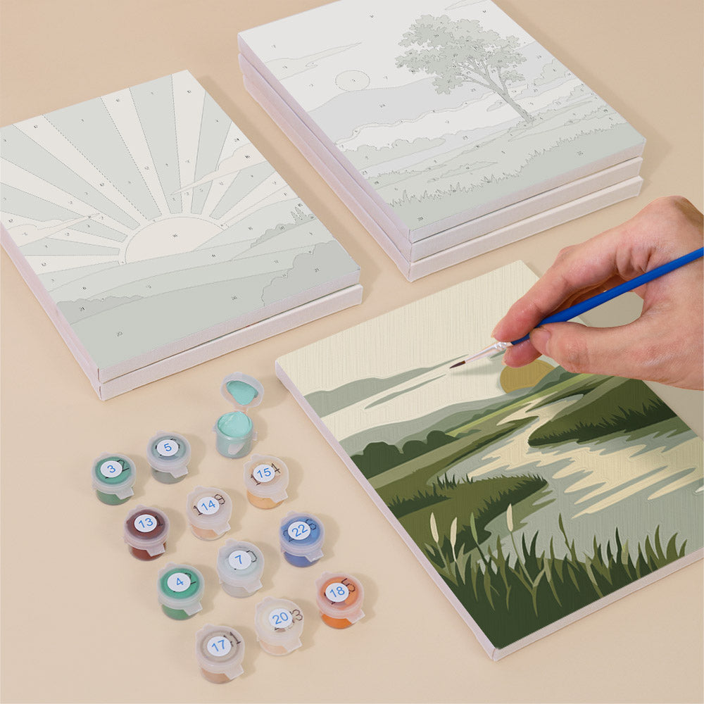 Minimalist Green Landscapes mini paint by numbers – image 4