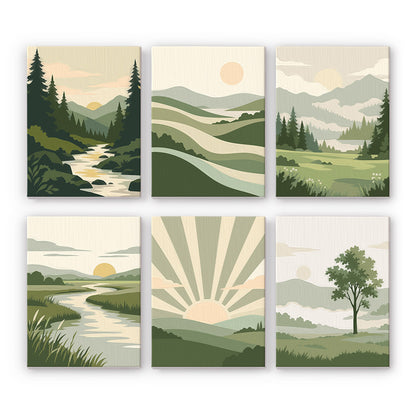 Minimalist Green Landscapes mini paint by numbers – image 7