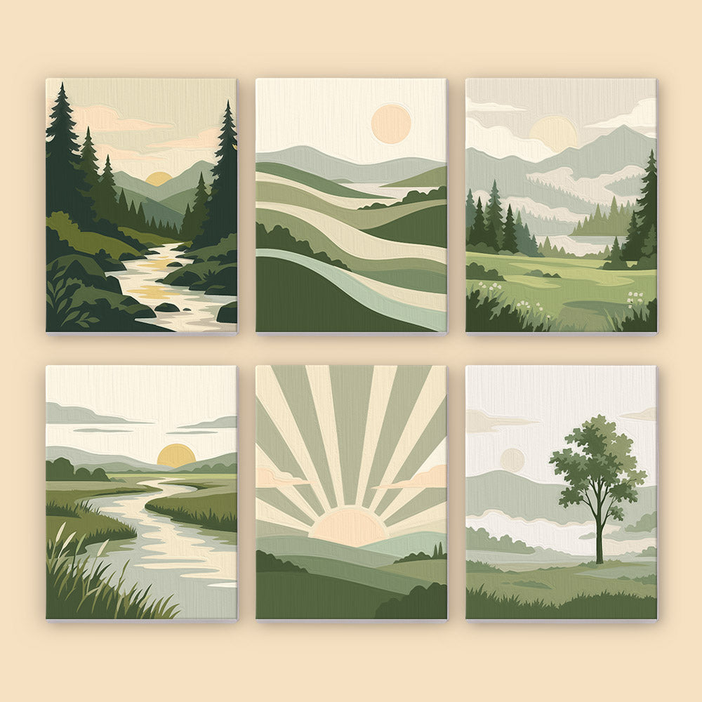 Minimalist Green Landscapes mini paint by numbers – image 8