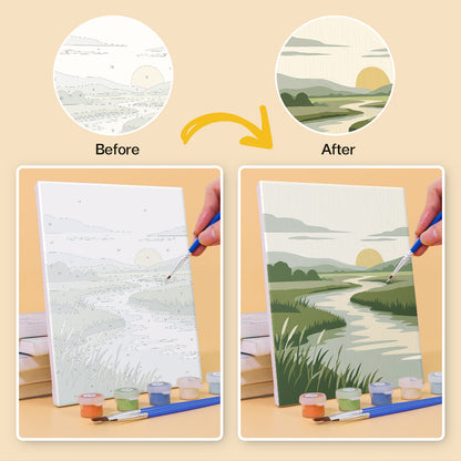 Minimalist Green Landscapes mini paint by numbers – image 10