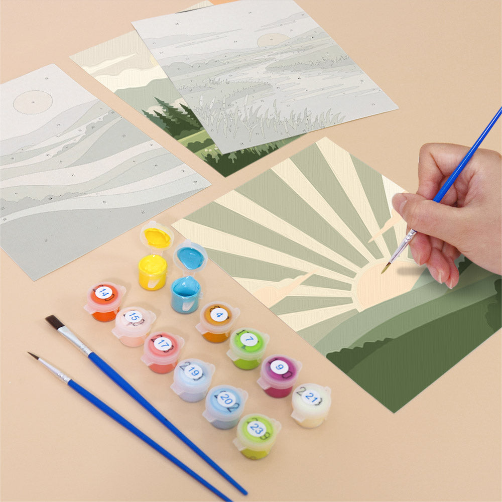 Minimalist Green Landscapes mini paint by numbers – image 12