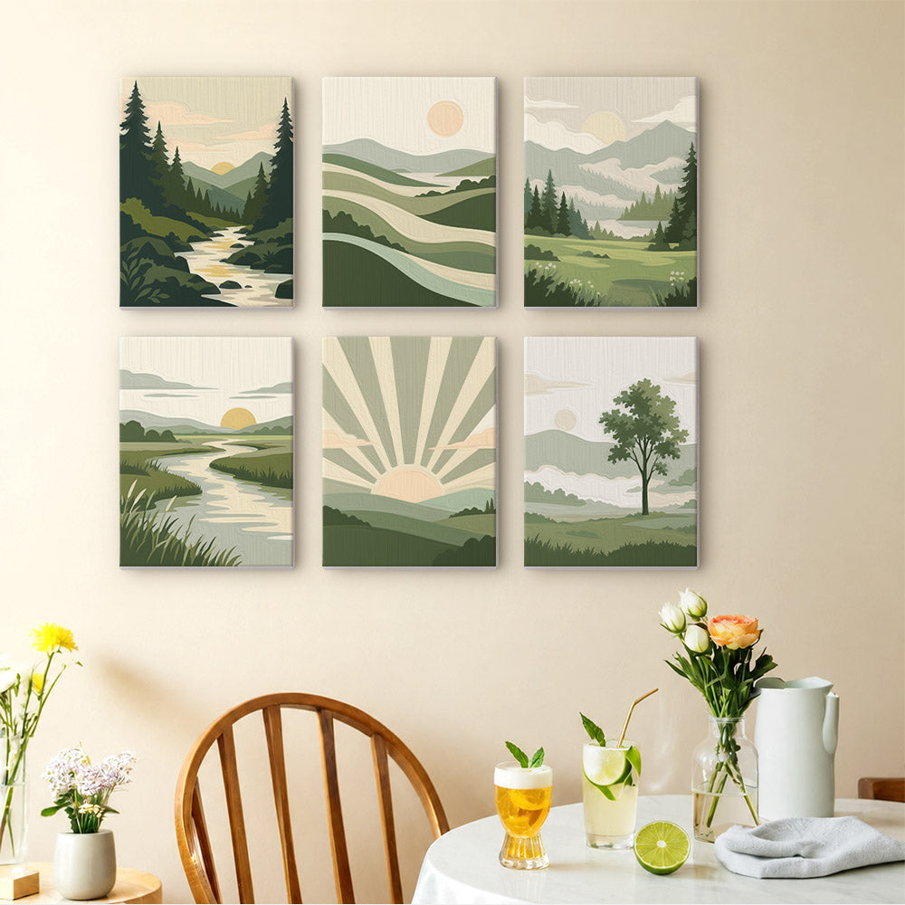 Minimalist Green Landscapes mini paint by numbers – image 14