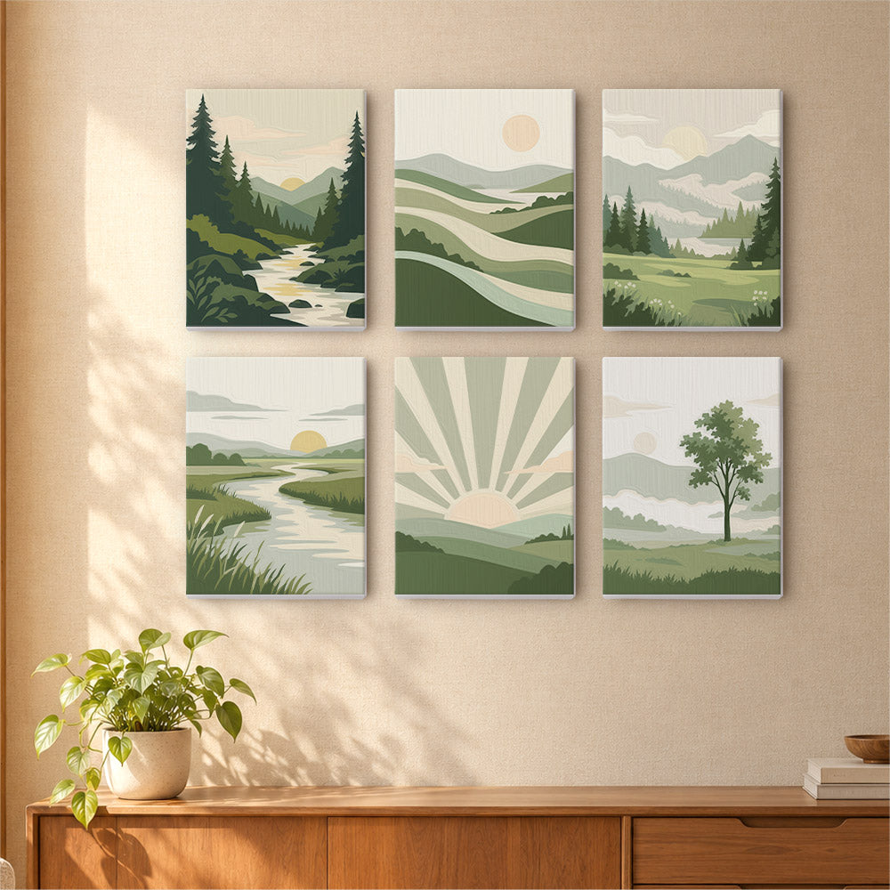 Minimalist Green Landscapes mini paint by numbers – image 16